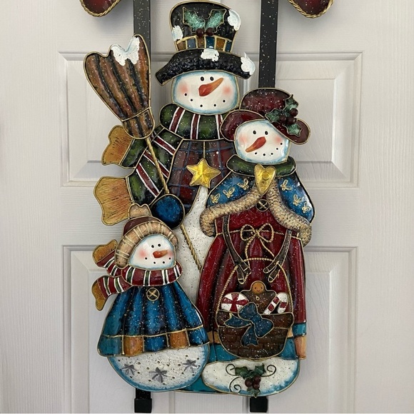 Snowman Family Metal Wall Christmas Seasonal Wall Décor Sleigh 34” - Picture 6 of 6